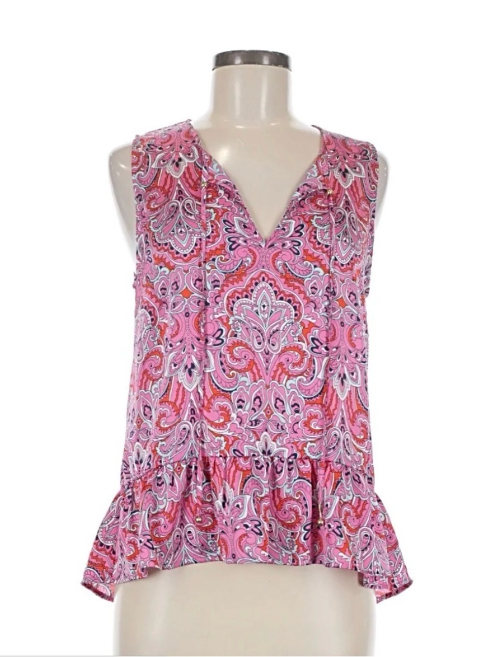 Juicy Couture Pink Paisley V-Neck Ruffled Sz 6